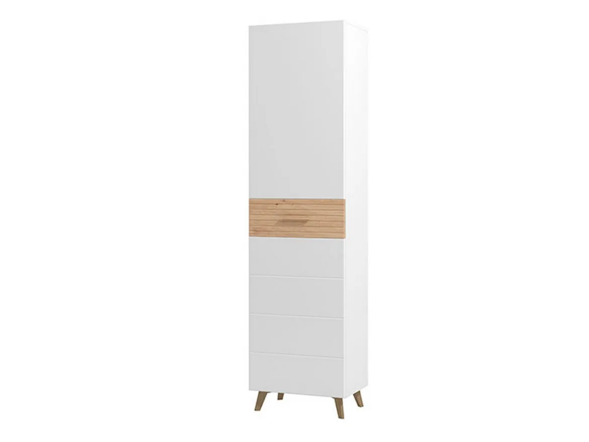 Guardaroba 1 Anta Bianco Marrone Rovere Appendiabiti Cassetti, 2 Ripiani - Calvert