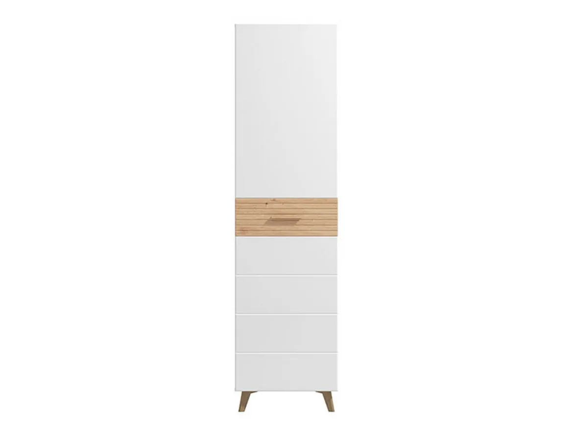 Guardaroba 1 Anta Bianco Marrone Rovere Appendiabiti Cassetti, 2 Ripiani - Calvert