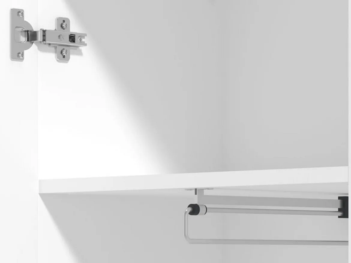 Guardaroba 1 Anta Bianco Marrone Rovere Appendiabiti Cassetti, 2 Ripiani - Calvert