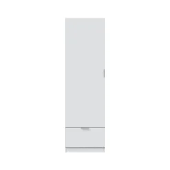 Guardaroba 1 Anta Bianco un Ripiano un Cassetto, Appendiabiti - Dello