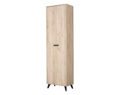 Guardaroba 1 Anta Marrone Rovere Grigio Nero Appendiabiti 4 Ripiani, 5 Vani - Palmoli