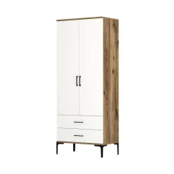 Guardaroba ante battenti noce e bianco 80x200h cm - Doriana