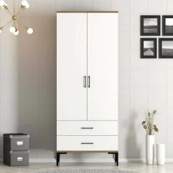 Guardaroba ante battenti noce e bianco 80x200h cm - Doriana