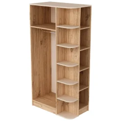 Guardaroba 3 Ante Beige Marrone Rovere Nodi Appendiabiti 2 Cassetti 134.5x56 cm, 6 Ripiani - Pianezze