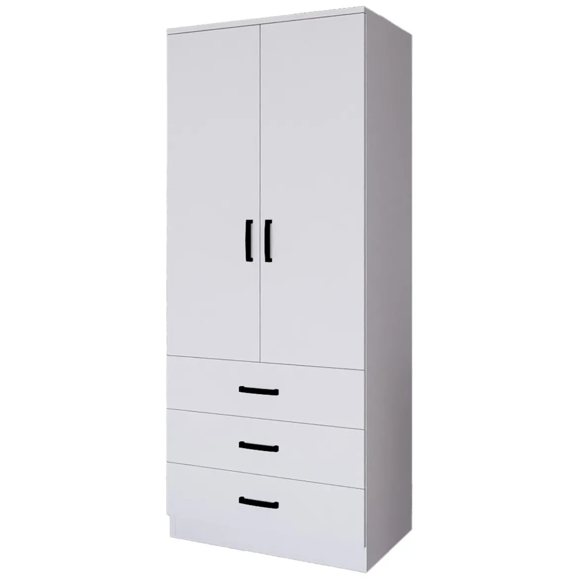 Guardaroba 2 Ante Bianco Appendiabiti 5 Ripiani 180x190h cm, Apertura Scorrevole - Cuvio