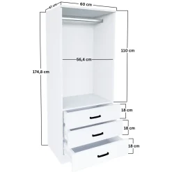 Guardaroba 2 Ante Bianco Appendiabiti 5 Ripiani 180x190h cm, Apertura Scorrevole - Cuvio