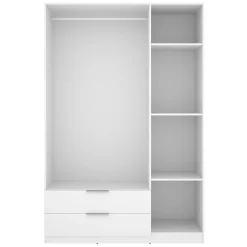 Guardaroba 3 Ante Bianco Appendiabiti 2 Cassetti 51x137 cm, 3 Ripiani - Mayos