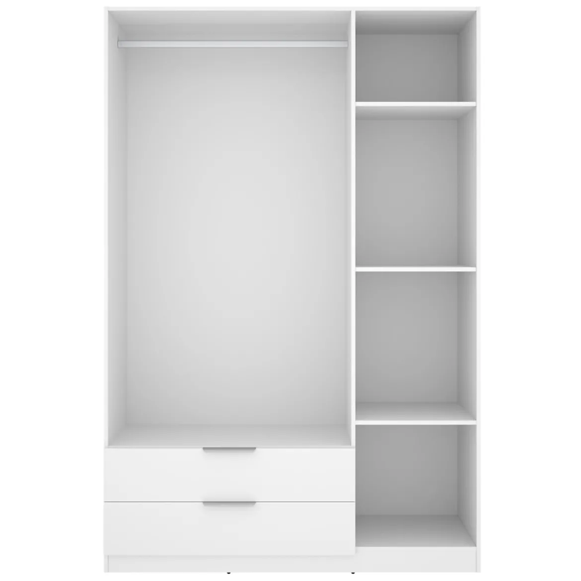 Guardaroba 3 Ante Bianco Appendiabiti 2 Cassetti 51x137 cm, 3 Ripiani - Mayos