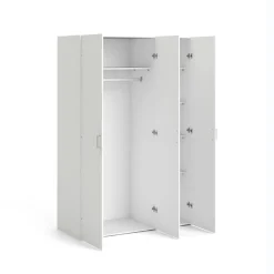Guardaroba 3 Ante Bianco Appendiabiti 5 Ripiani 115x49 cm, Apertura Battente - Ruffano