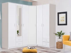 Guardaroba 2 Ante Bianco Bianco Appendiabiti 2 Cassetti 80x205h cm, 4 Ripiani - Cimena