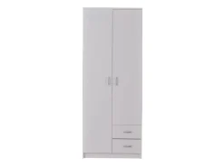 Guardaroba 2 Ante Bianco Bianco Appendiabiti 2 Cassetti 80x205h cm, 4 Ripiani - Cimena