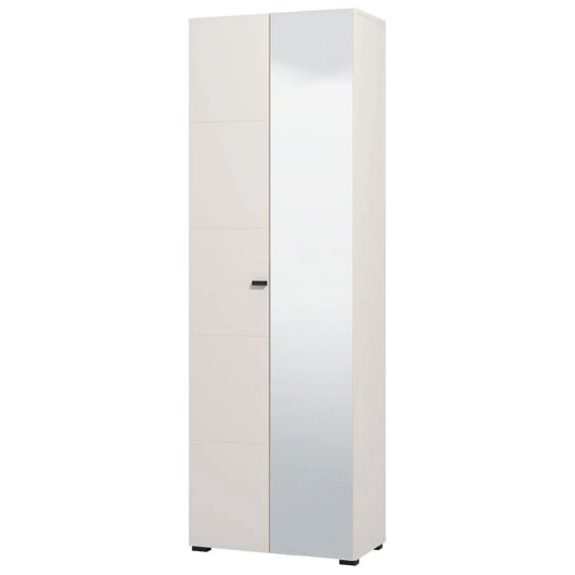 Guardaroba 2 Ante Bianco Bianco Appendiabiti 4 Ripiani 58x195h cm, 5 Vani - Lomazzo