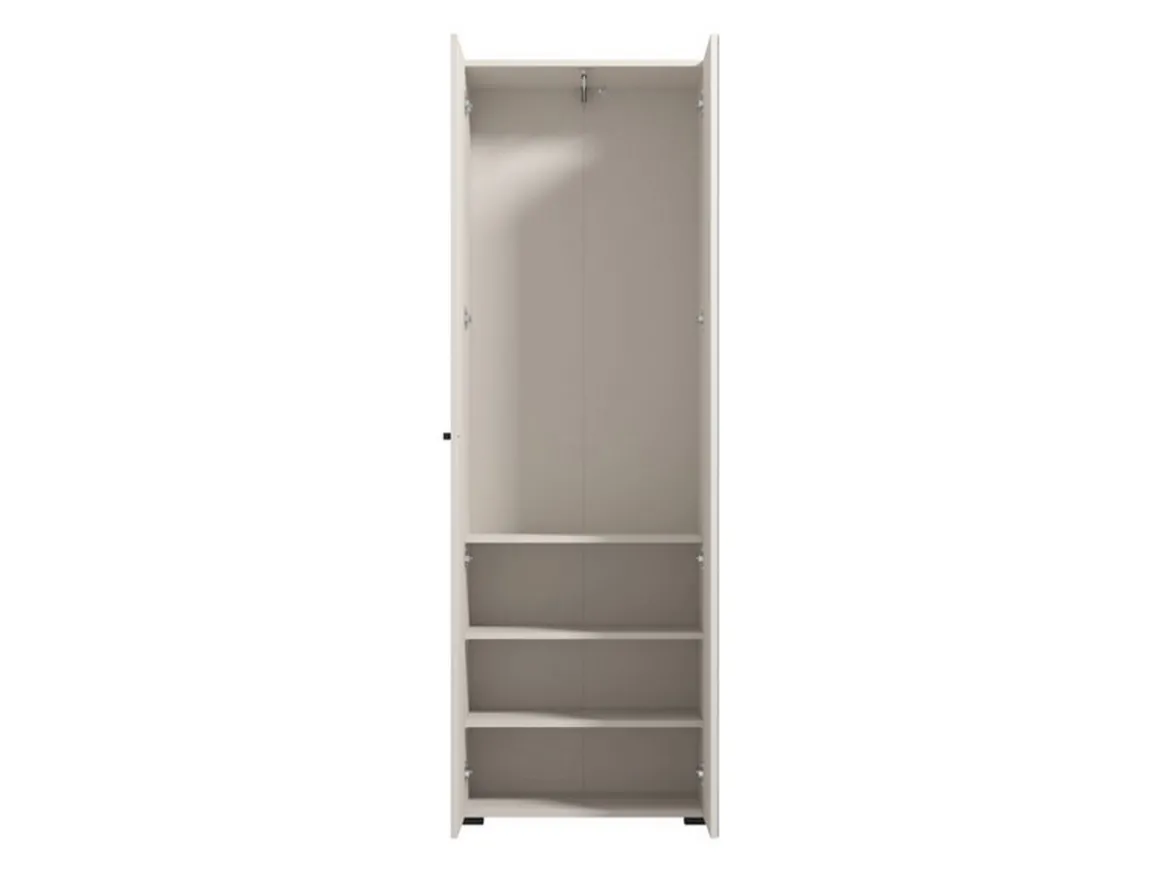 Guardaroba 2 Ante Bianco Bianco Appendiabiti 4 Ripiani 58x195h cm, 5 Vani - Lomazzo