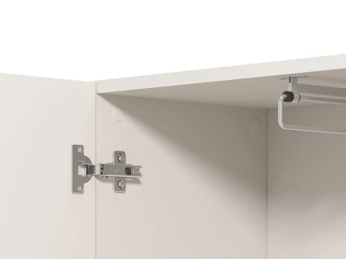 Guardaroba 2 Ante Bianco Bianco Appendiabiti 4 Ripiani 58x195h cm, 5 Vani - Lomazzo