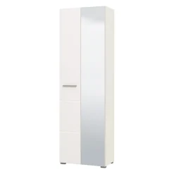 Guardaroba 2 Ante Bianco Bianco Appendiabiti 4 Ripiani 60x192.5h cm, 5 Vani - Griante