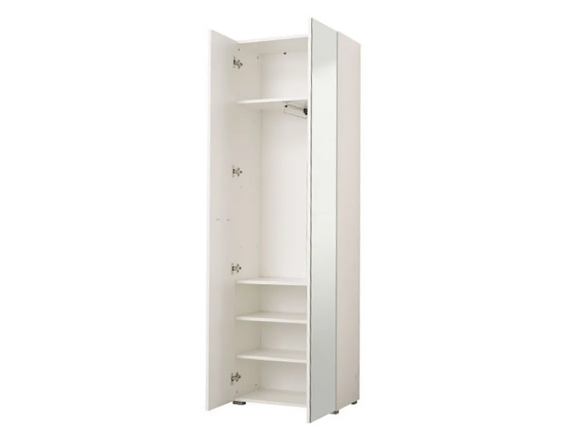 Guardaroba 2 Ante Bianco Bianco Appendiabiti 4 Ripiani 60x192.5h cm, 5 Vani - Griante