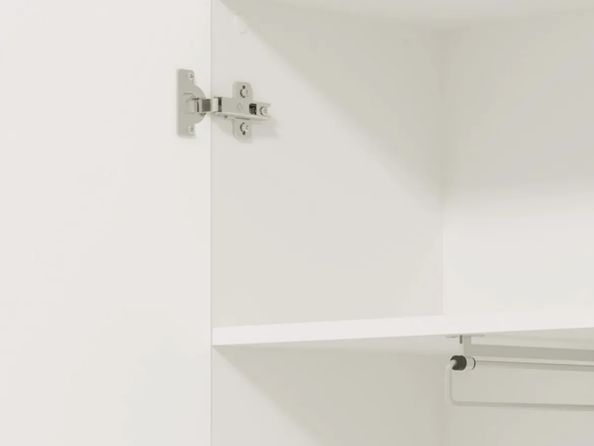 Guardaroba 2 Ante Bianco Bianco Appendiabiti 4 Ripiani 60x192.5h cm, 5 Vani - Griante