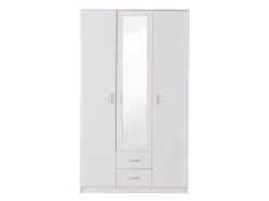 Guardaroba 3 Ante Bianco Bianco 4 Ripiani 2 Cassetti 120x52 cm, Appendiabiti - Crati