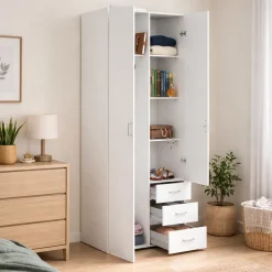 Guardaroba 2 ante bianco con appendiabiti 77x200h cm - Apollina