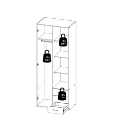 Guardaroba 2 ante bianco con appendiabiti 77x200h cm - Apollina