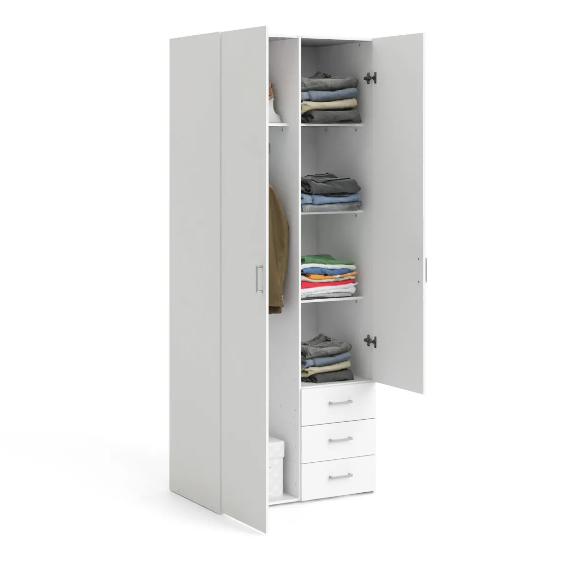 Guardaroba 2 ante bianco con appendiabiti 77x200h cm - Apollina
