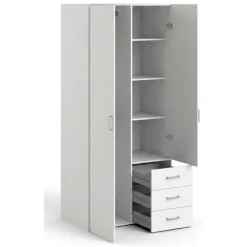 Guardaroba 2 ante bianco con cassetti 77x175h cm - Arci