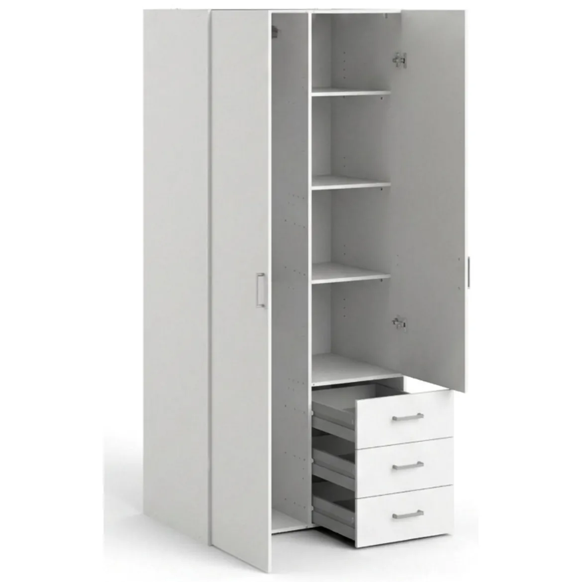 Guardaroba 2 ante bianco con cassetti 77x175h cm - Arci