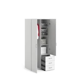 Guardaroba 2 ante bianco con cassetti 77x175h cm - Arci