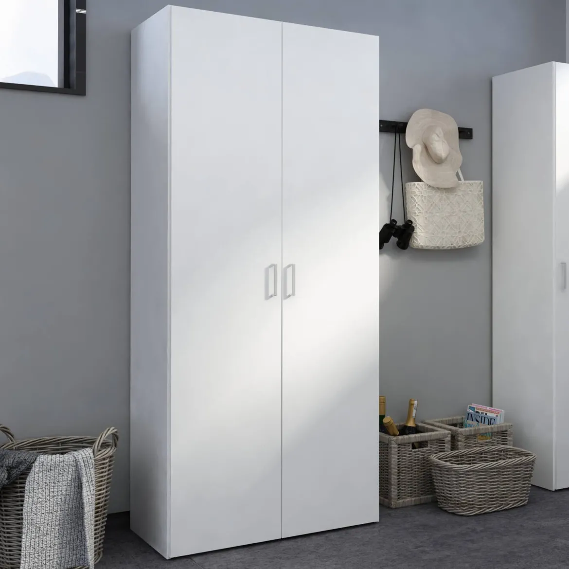 Guardaroba 2 ante bianco con cassetti 77x175h cm - Arci