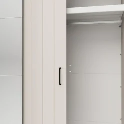 Guardaroba 2 Ante Bianco Crema Nero 4 Ripiani Appendiabiti 205x216h cm, 2 Cassetti - Copala