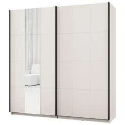 Guardaroba 2 Ante Bianco Crema Nero Appendiabiti 2 Ripiani 195x205h cm, 2 Ante - Asilah
