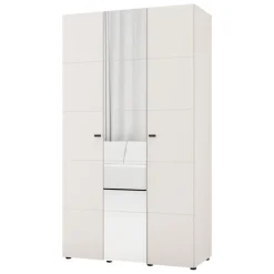 Guardaroba 3 Ante Bianco Crema Nero Appendiabiti 4 Ripiani 117x52 cm, 3 Ante - Ouarza