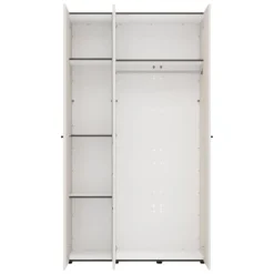 Guardaroba 3 Ante Bianco Crema Nero Appendiabiti 4 Ripiani 117x52 cm, 3 Ante - Ouarza