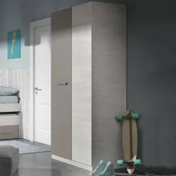 Guardaroba 2 ante bianco e marrone 90x200h cm - Alpine