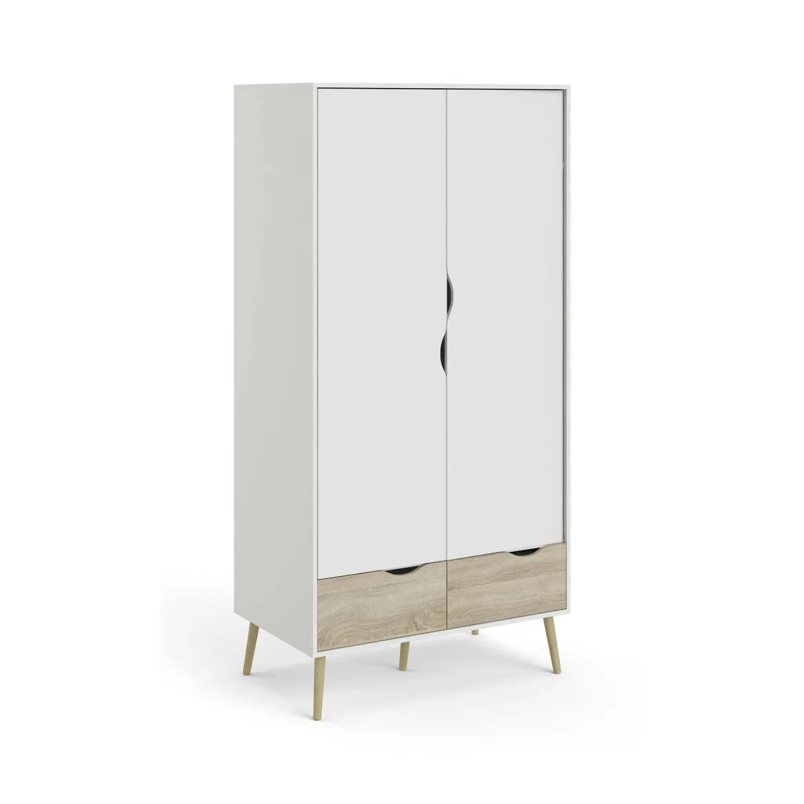 Guardaroba 2 ante bianco e quercia 98x200h cm - Archilllo
