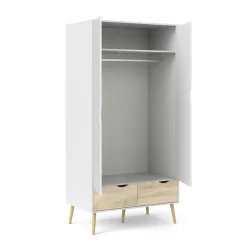 Guardaroba 2 ante bianco e quercia 98x200h cm - Archilllo
