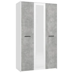 Guardaroba 3 Ante Bianco Grigio Cemento Appendiabiti 5 Ripiani 119x53 cm, 3 Ante - Lavagno