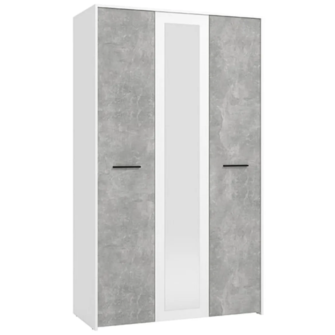 Guardaroba 3 Ante Bianco Grigio Cemento Appendiabiti 5 Ripiani 119x53 cm, 3 Ante - Lavagno