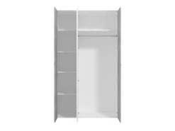 Guardaroba 3 Ante Bianco Grigio Cemento Appendiabiti 5 Ripiani 119x53 cm, 3 Ante - Lavagno