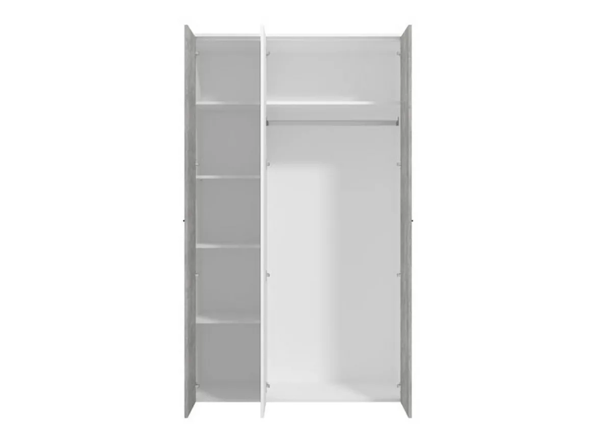 Guardaroba 3 Ante Bianco Grigio Cemento Appendiabiti 5 Ripiani 119x53 cm, 3 Ante - Lavagno