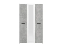 Guardaroba 3 Ante Bianco Grigio Cemento Appendiabiti 5 Ripiani 119x53 cm, 3 Ante - Lavagno
