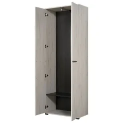 Guardaroba 2 Ante Bianco Larice Marrone Noce un Ripiano Appendiabiti 67.5x195h cm, Apertura Battente - Pinasca