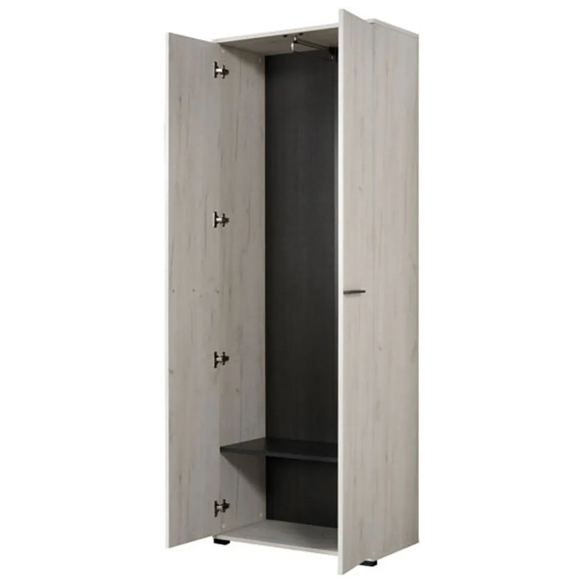 Guardaroba 2 Ante Bianco Larice Marrone Noce un Ripiano Appendiabiti 67.5x195h cm, Apertura Battente - Pinasca