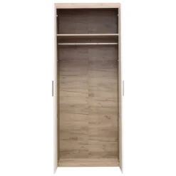 Guardaroba 2 Ante Bianco Larice Marrone Rovere Appendiabiti Cassetti 80x202h cm, un Ripiano - Egna
