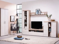 Guardaroba 2 Ante Bianco Larice Marrone Rovere Appendiabiti Cassetti 80x202h cm, un Ripiano - Egna