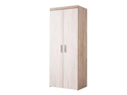 Guardaroba 2 Ante Bianco Larice Marrone Rovere Appendiabiti Cassetti 80x202h cm, un Ripiano - Egna