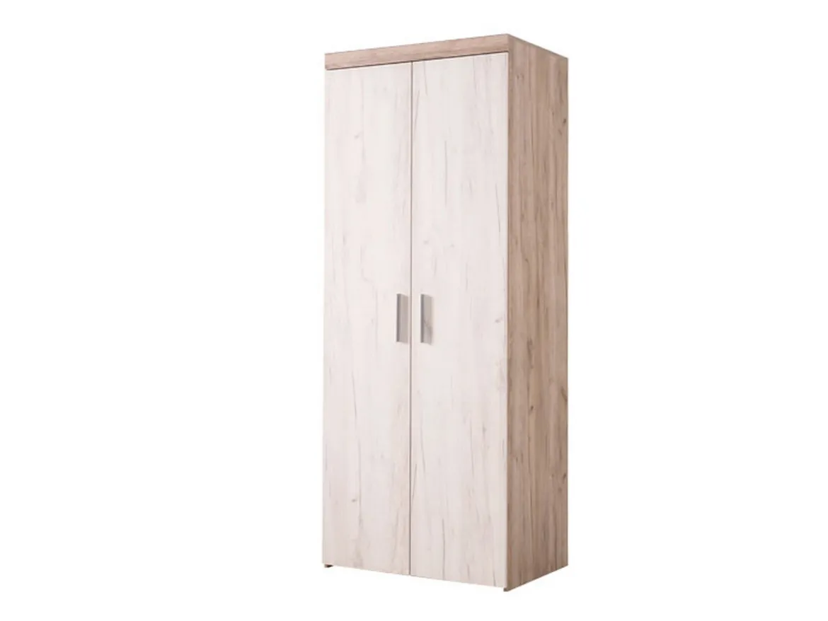 Guardaroba 2 Ante Bianco Larice Marrone Rovere Appendiabiti Cassetti 80x202h cm, un Ripiano - Egna