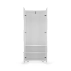 Guardaroba 2 Ante Bianco Lucido 2 Ripiani Appendiabiti 78x186.5h cm, Apertura Standard - Comerio
