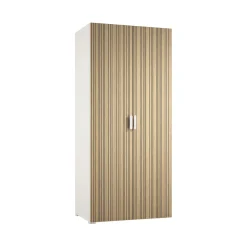 Guardaroba 2 Ante Bianco Marrone Rovere 2 Ripiani Appendiabiti 80x180h cm, Apertura Battente - Susella