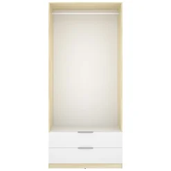 Guardaroba 2 Ante Bianco Marrone Rovere Appendiabiti 2 Cassetti 51x204h cm, un Ripiano - Montclare
